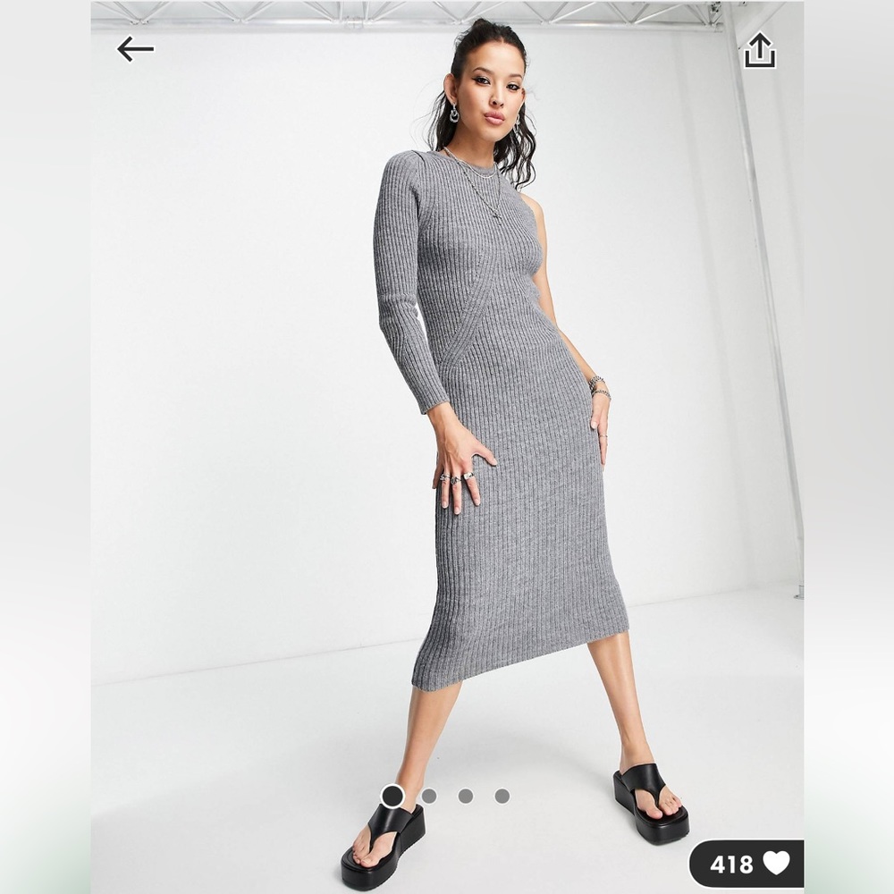 One Shoulder Bodycon Sweater Dress